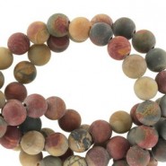 Natural stone beads round 6mm matte Picasso jasper